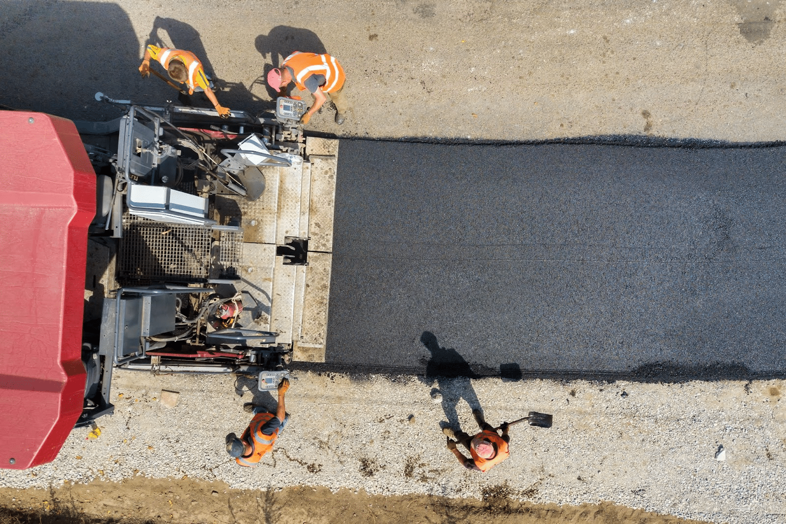 Aerial view of works repaving. 